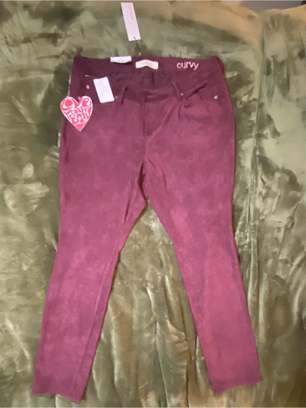SLINK Jeans Curvy Suede Skinny Jeans - Wine Size 18